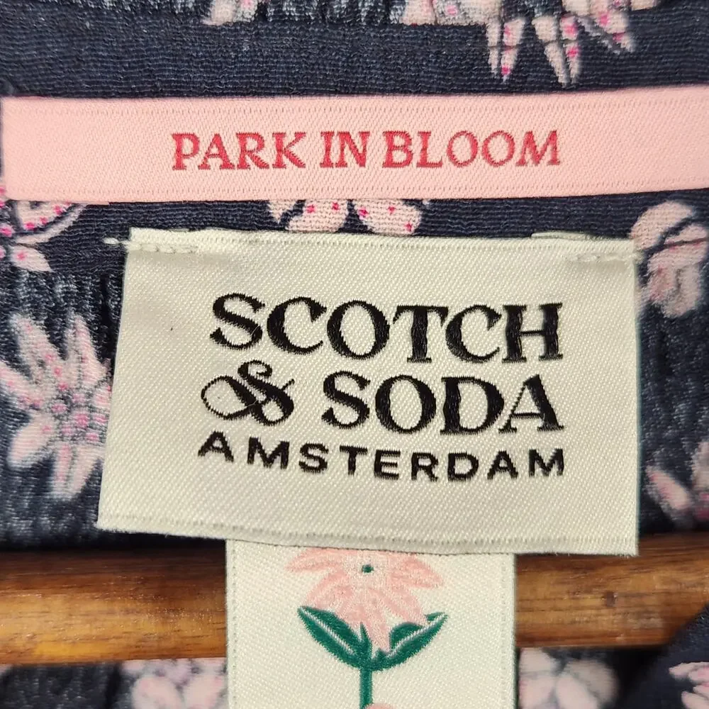Scotch & Soda Dress Girls SZ 14 Park In Bloom Floral Maxi Dress Blue Long Sleeve